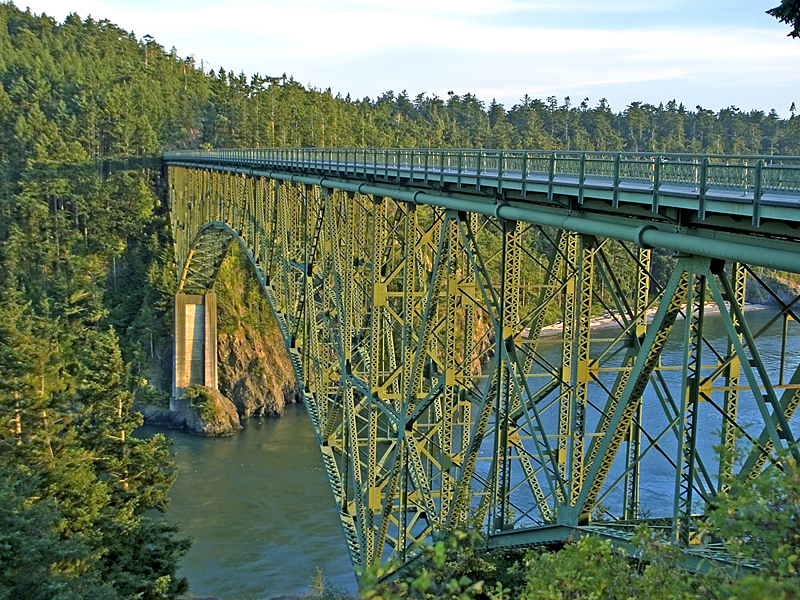 Deception Pass Bridge, a hiking destination near Seattle, Washington.