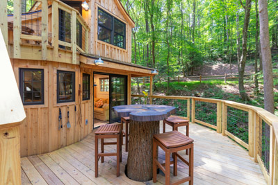 Photo 2141_6436.jpg - Enjoy panoramic views from the deck at The Beech Treehouse  Hocking Hills Treehouse Cabins