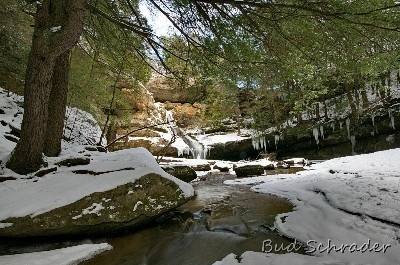 Cedar Falls Winter From the Bridge - I was testing a new 10MM lens, I love the depth you get from these series I took here, also at Ash Cave and the Upper Falls.